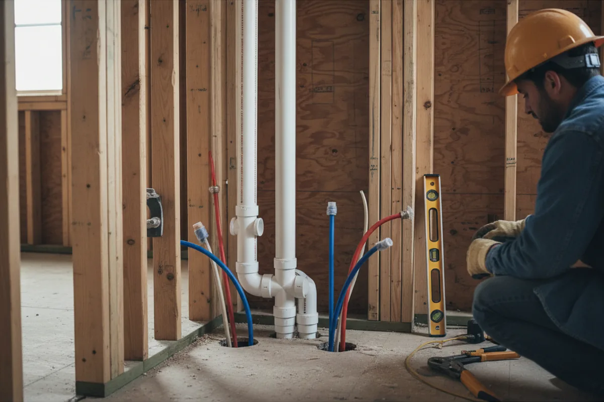 Drain and supply rough-in during Leak Detection in Wayne